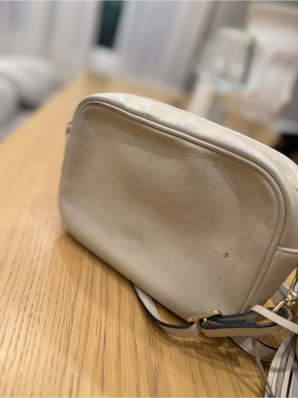 Valentino Cream Leather Crossbody with Tassel